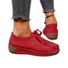 Women Plus Size Red Suede Loafers Spring European American Style Lace Up Casual Rocker Shoes