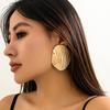 Shell Metal Ocean Wind Earrings, Niche Design Sense Exaggerated Striped Big Stud Earrings