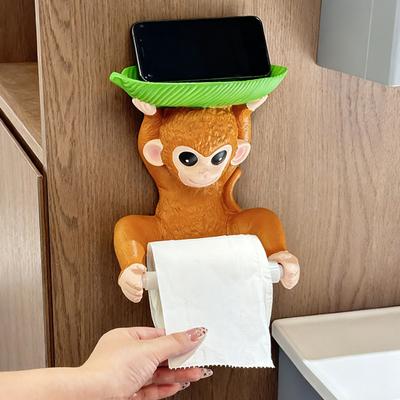Monkey Design Napkin Holder Two-Way Paper Roll Function Soap Box Easy Installation Tissue Storage Rack Bathroom Accessories