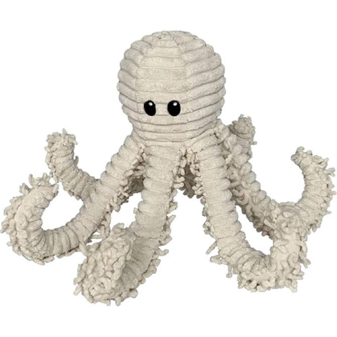 Petlou Durable Natural Nubby Plush Dog Toys with Squeaker and Crinkle Paper In Multi-Size (Natural Octopus - L, 18 Inch), All Breed Sizes