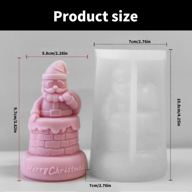 Festive Santa Claus Scented Candle Mould Festival Santa Claus Scented Candle Silicone Mold for DIY Crafts Workshops