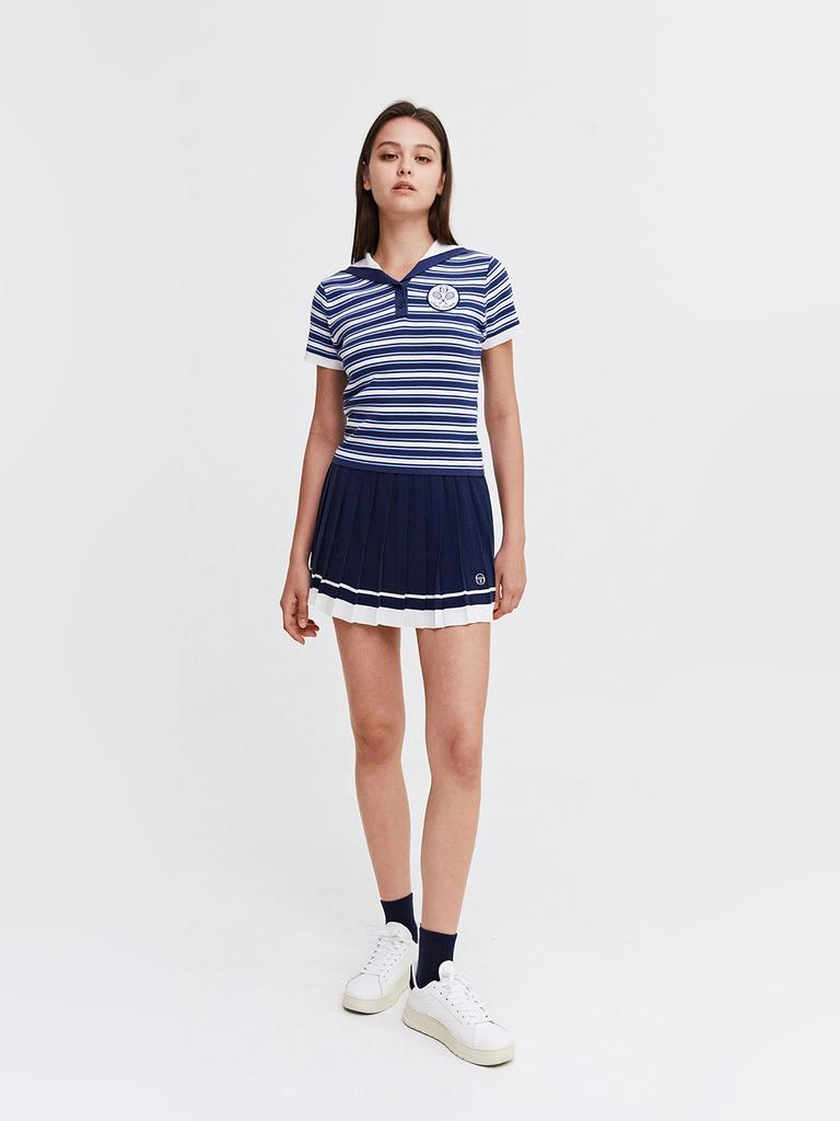 SERGIO TACCHINI W Sabatini Striped Sailor Collar Short Sleeve Sweater