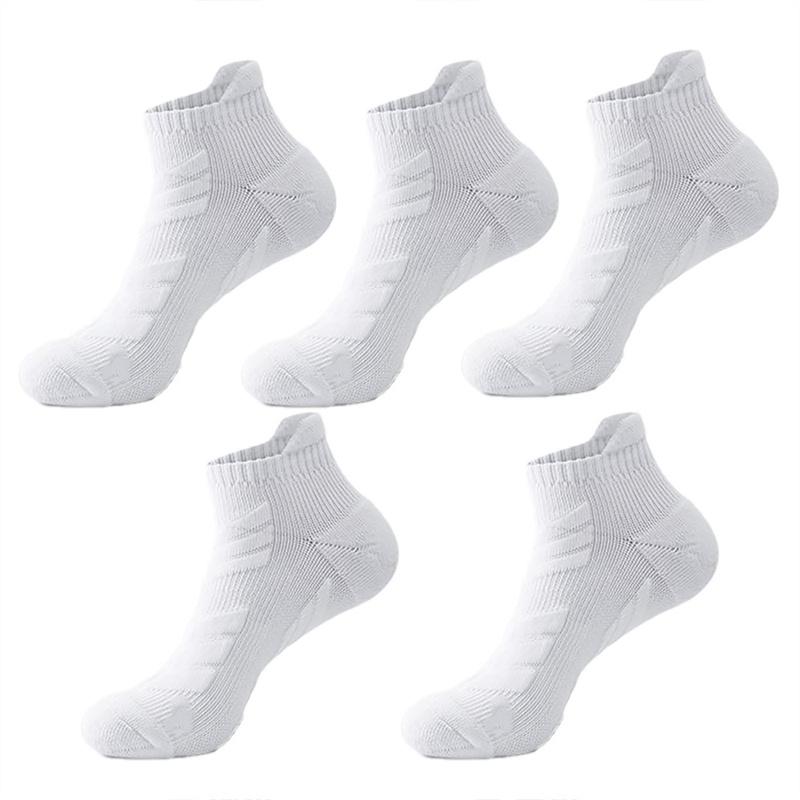 5 Pairs Men's Outdoor Ankle Socks, Shock-Absorbing And Anti Slip Sports Socks, Sweat Absorbing And Breathable Towel Bottom Socks