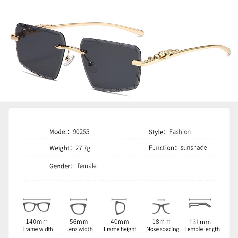 Sunglasses Personalized Leopard Legs Metal Glasses Fashion Women's Sunglasses Diamond Frameless Edge Cutting Glasses 90255
