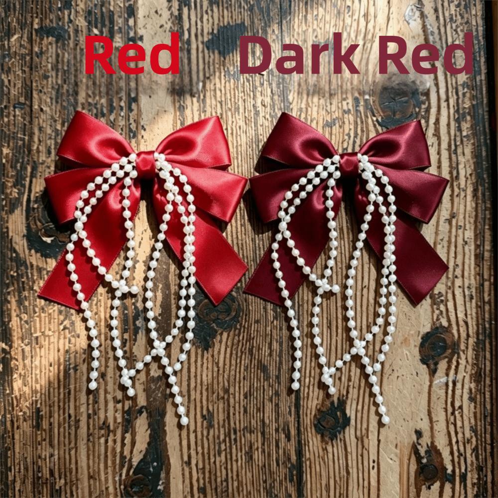 12Pcs/Set Creative Bowknot Pearl Hanging Pendant Ribbon Christmas Tree Topper Holiday Accessories