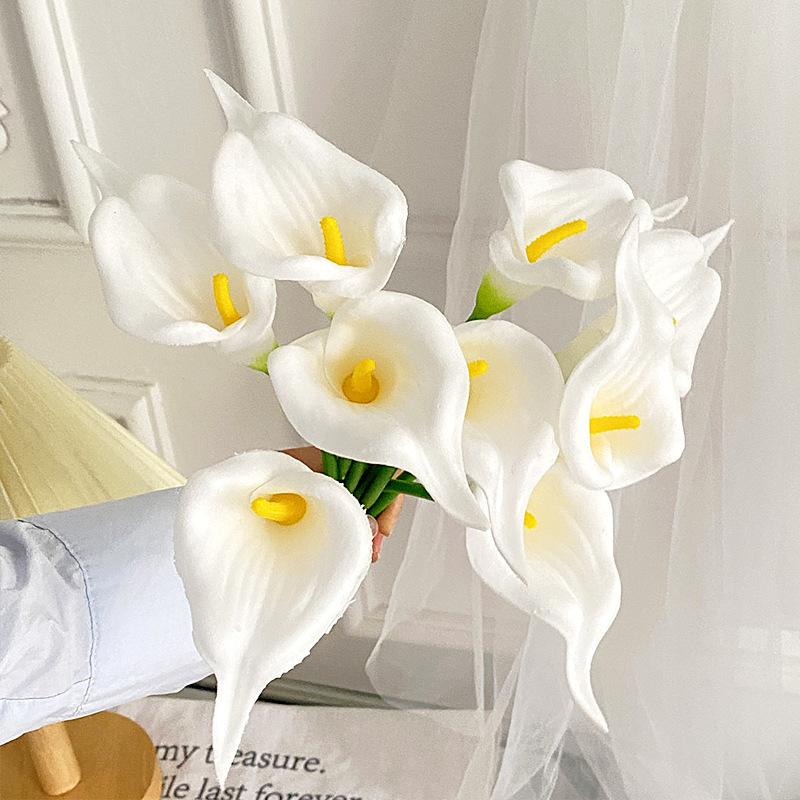 PU Mini Calla Lily Simulated Flower Fake Flower Wedding Bouquet Home Decoration Floral Simulation Plant