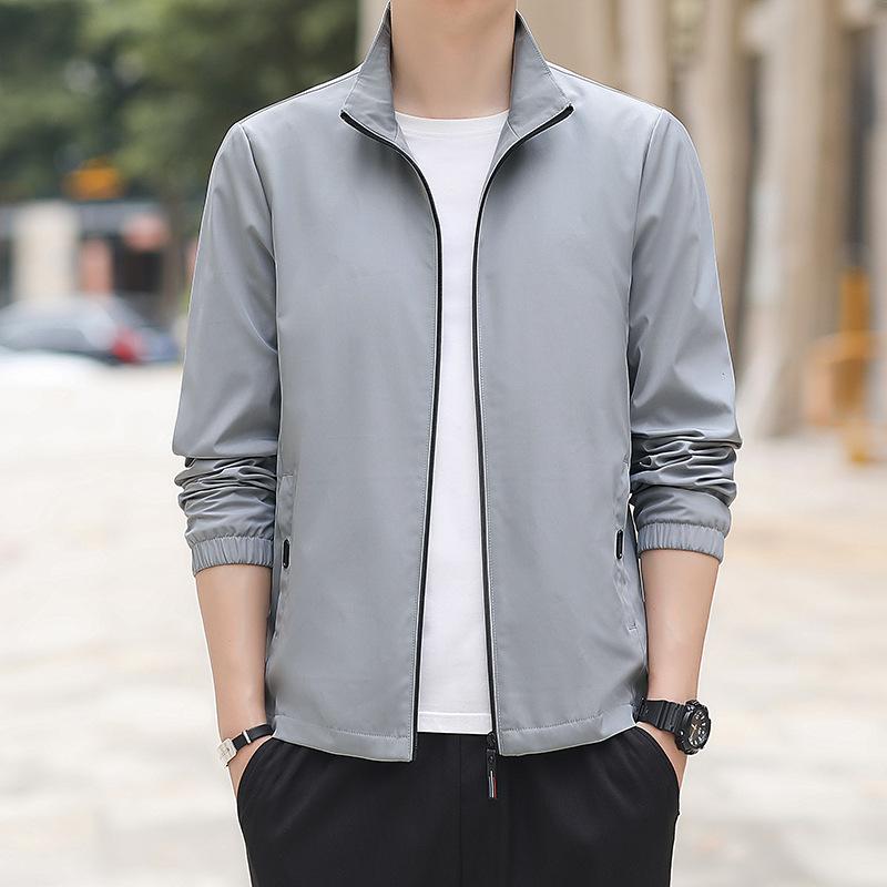 Men's Sports Jacket Spring and Autumn Korean Casual Stand Up Collar Versatile Thin and Comfortable Men'S Top