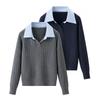Striped Patchwork Two-Piece Knit Sweater - 2026 Spring Slim Fit Pullover for Petite