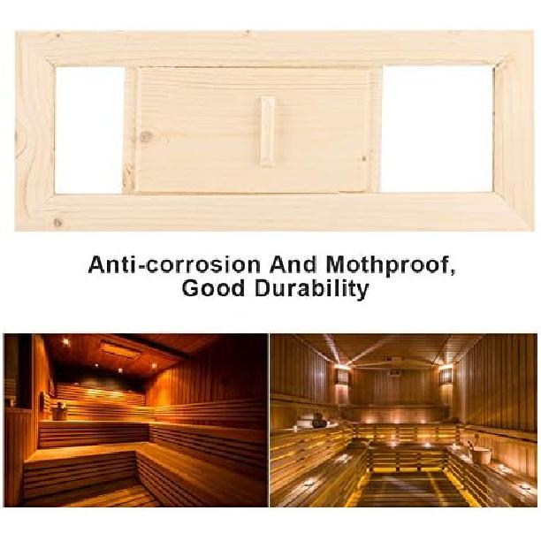 Mumusuki Sauna Gable Vent Kit Wooden Rectangle Room Air Vent Sauna Grille Ventilation Louvers Steam Room Sauna Accessory for Sauna Room