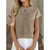Summer New Women's Round Neck Pullover Two-color Knitted Short-sleeved Top