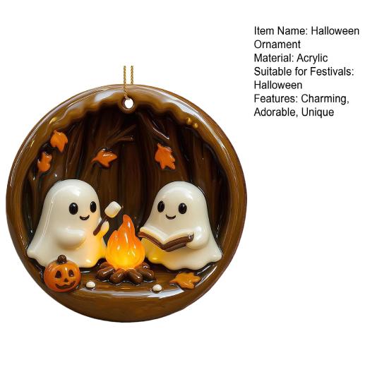 Halloween Ghost Campfire Ornament Acrylic Ghost Bonfire Gathering Hanging Decoration for Halloween Party Home Decor