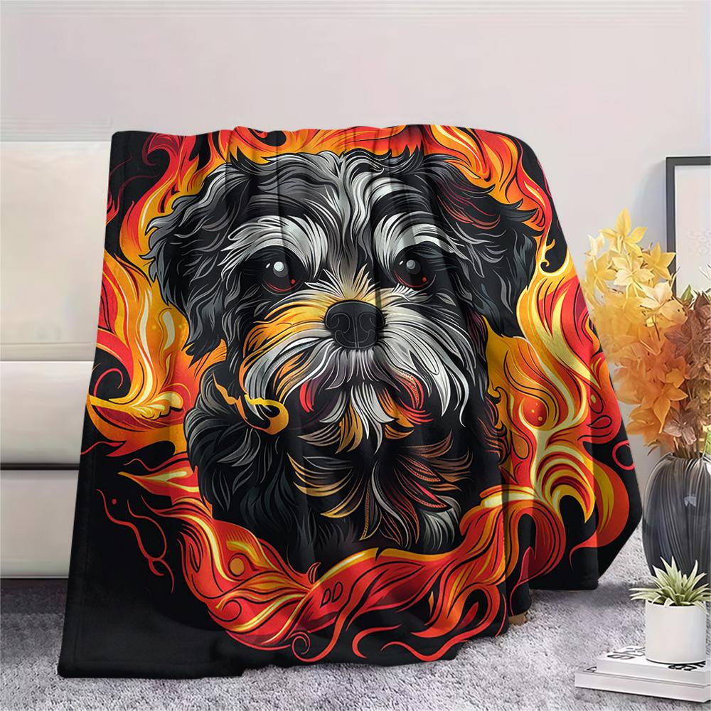 Koc Flanelowy z Nadrukiem Psów, Wysokiej Jakości, Wygodny na Wszystkie Pory Roku, Wystrój Domu, Ciepło i Komfort, Idealny na Prezenty Świąteczne