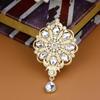 Kristall Frauen Broschen Pin Hochzeit Braut Bijoux Runde Blume Barock Brosche