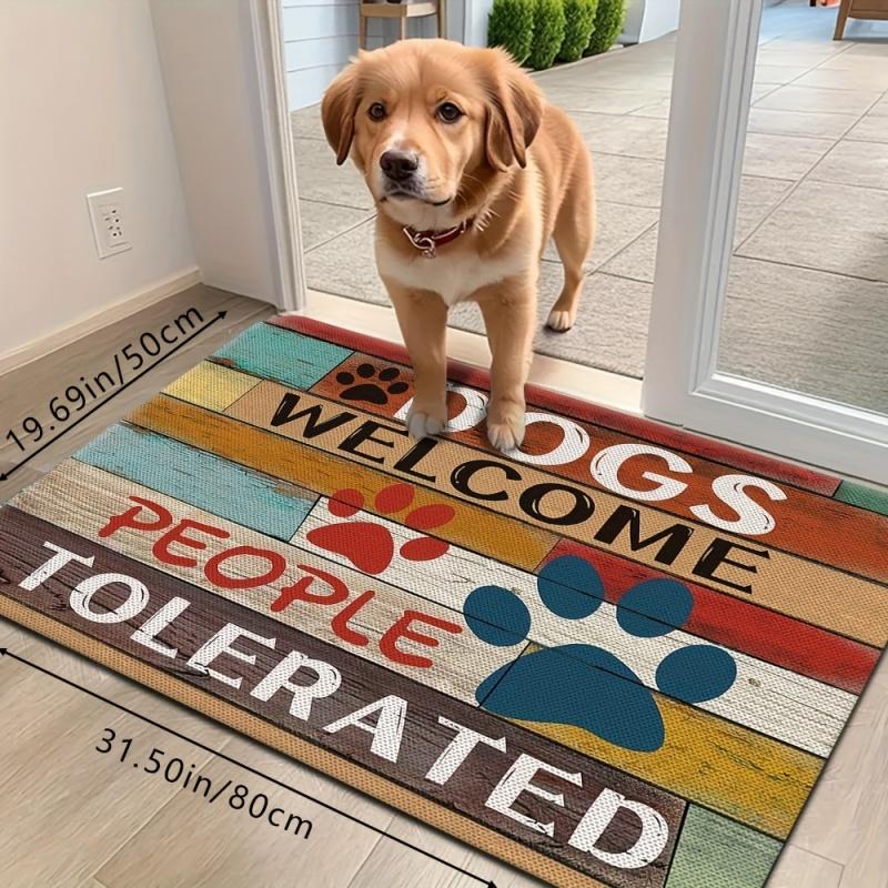 Newest Doormat Cartoon Smiling Puppy Group Print Doormat Soft Flannel Non Slip Pet Lover Entry Floor Mat
