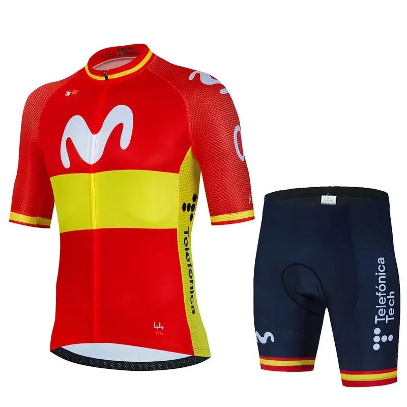 Movistar Pro Team Summer Cycling Jersey Suit Men's Breathable Mountain Bicycle Clothing Set Bike Mountain Maillot Ropa Ciclismo