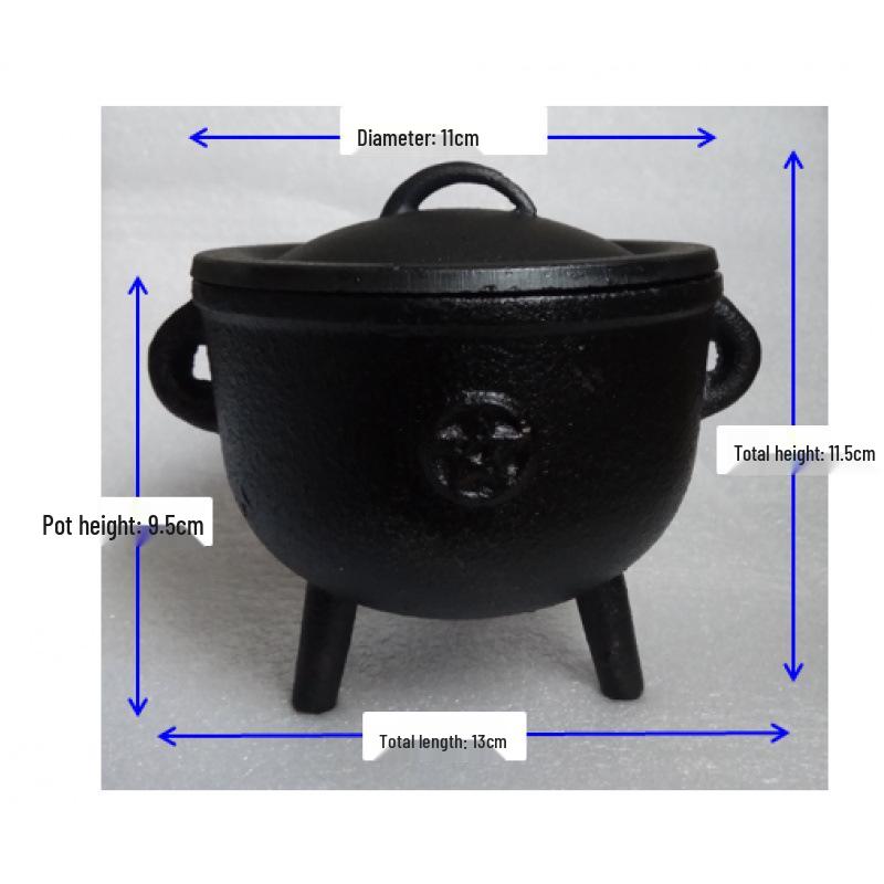Handmade Cast Iron Geometric Tripod Pot: Retro Ornaments & Ritual Decor