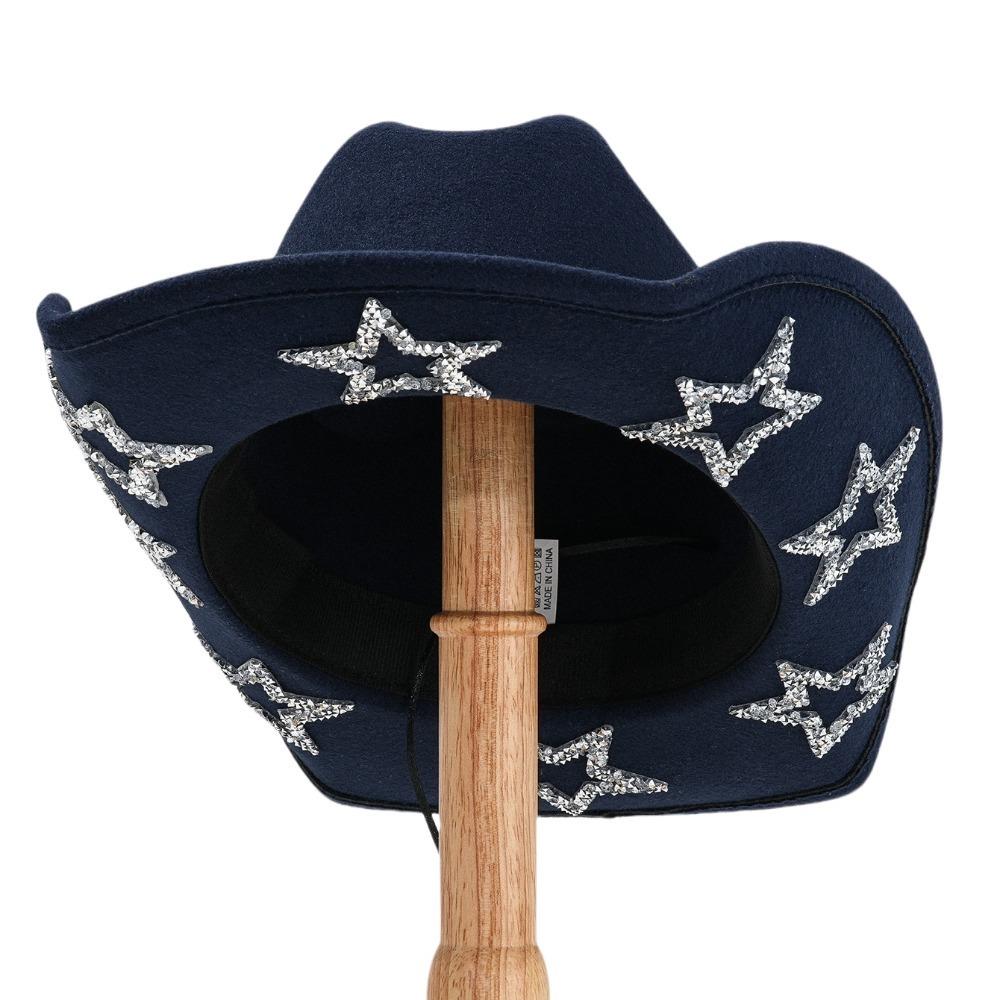 Sunscreen Western Cowboy Hat Shiny Cowgirl Hat Cool Rhinestone Star Jazz Top Hat  Street Party