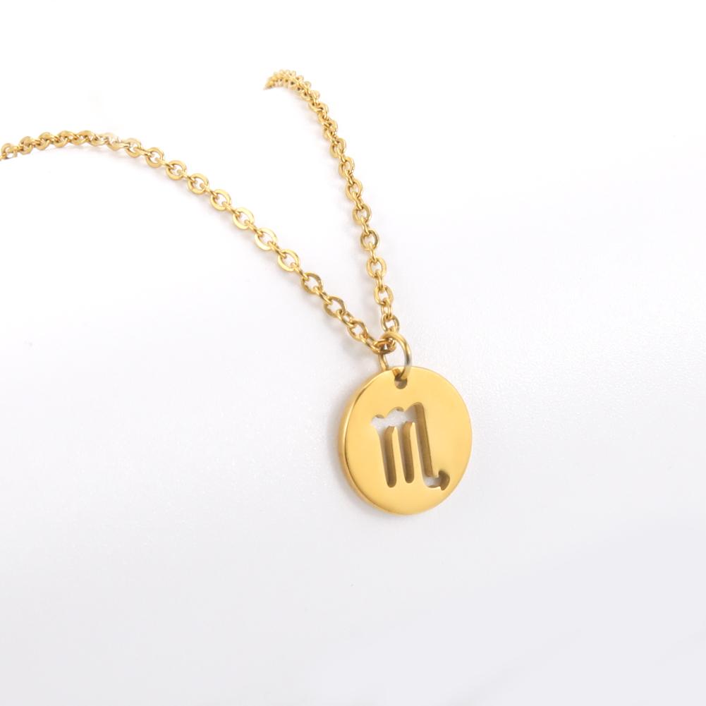 Stainless Steel Star Zodiac Sign Necklaces 12 Constellation Choker Pendants Aries Libra Leo Collier Birthday Gift