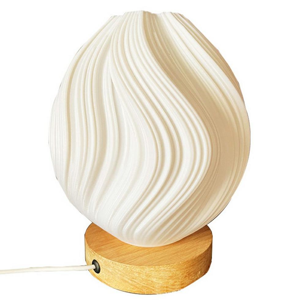 

Creative Wooden Nordic Table Lamp Flower Bud Light 16 Color Ambiance Lamp with Remote Control A