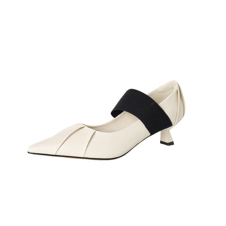 Fashion New Spring/Summer Sheepskin Women Pumps Shoes for Women Fashion Mixed Color Pointed Toe Mary Jane Shoes Mid Heel Women Shoes
