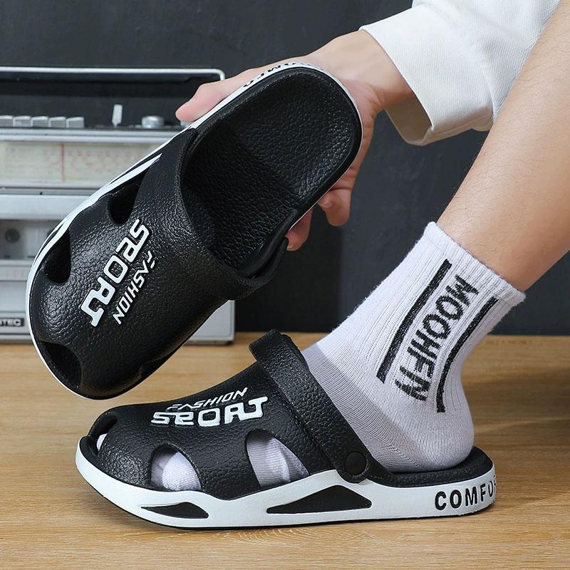 Fashion Smile Shoes For Man Plus Size Men Sandals Fashion Outdoor Beach Sandals Cave Shoes EVA Non-slip Outsole Fashion Sports Slippers