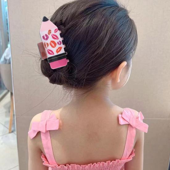 Women Hair Claw Heart Pattern Pencil Shape Hair Clip Back Head Shower Shark Hair Claw Back To School Hair Accessories