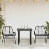 VidaXL Ensemble à manger de jardin 3 pcs noir résine tressée verre 3334534