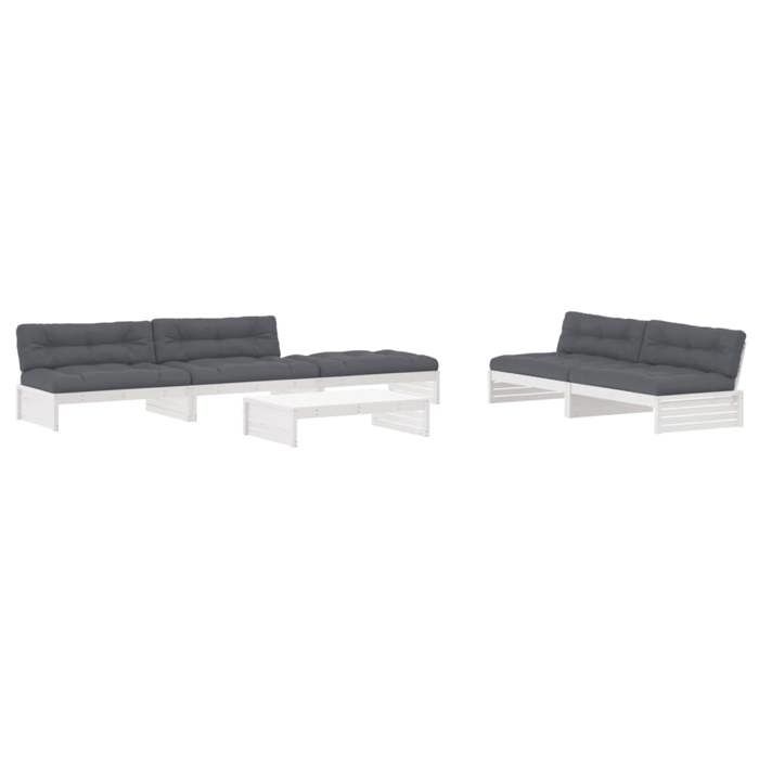 VidaXL Garden Lounge Set with Cushions 6 Pcs, Sofa with Footrest, Furniture Set with Coffee Table Patio Terrace, 3186152