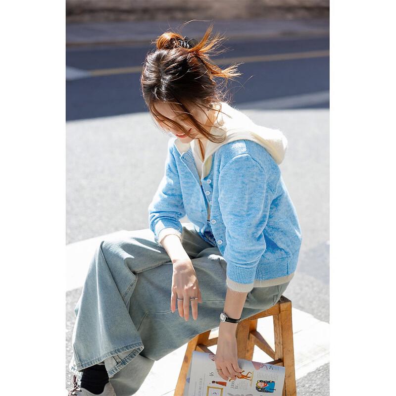Mocana Women s Mock Two-Piece Long-Sleeve Sweater One Size синий