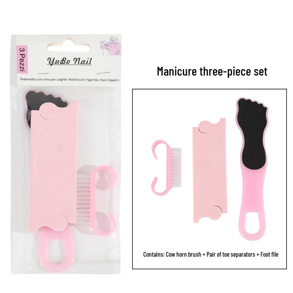 Cross-Border 3-Piece Nail Care Set: Horn Brush, Foot File, Finger Separator