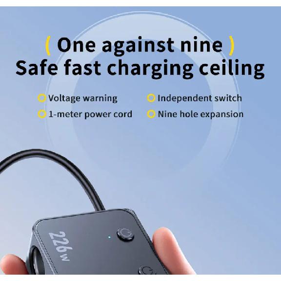 226W Car Charger Fast Charging Cigarette Lighter Split Adapter PD QC3.0 USB Voltage Display Front Rear Charge 12V 24V Truck SUV