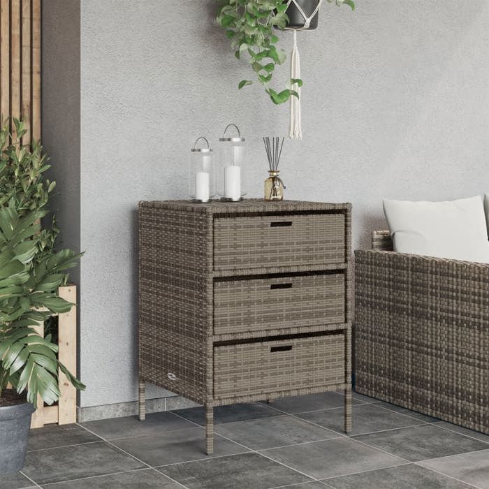 VidaXL Armoire de Rangement de Jardin, Organisateur de Terrasse avec Tiroirs, Meuble d'Extérieur Patio Arrière-cour, Gris 365553