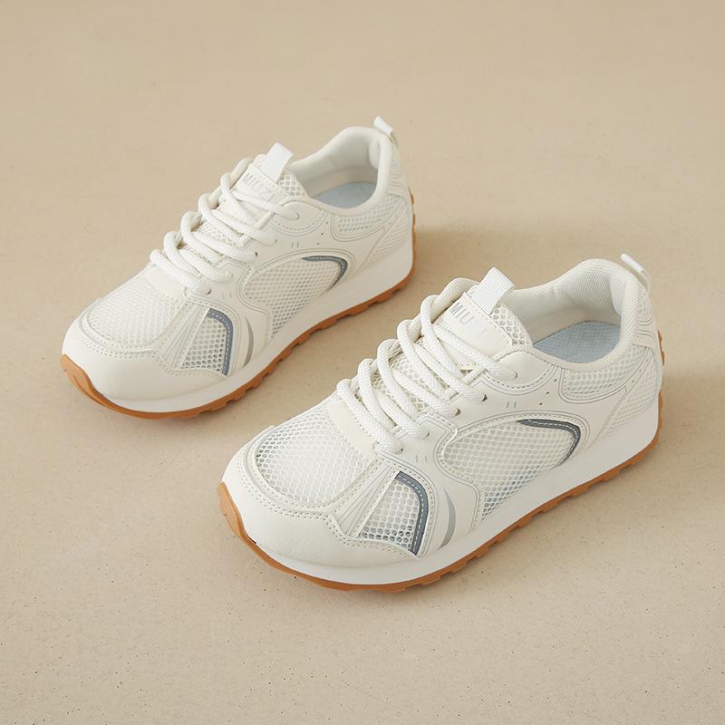 

Not tired feet thick-soled dad shoes women 2025 new summer breathable mesh white shoes casual sports super hot shoes 40 бежевый