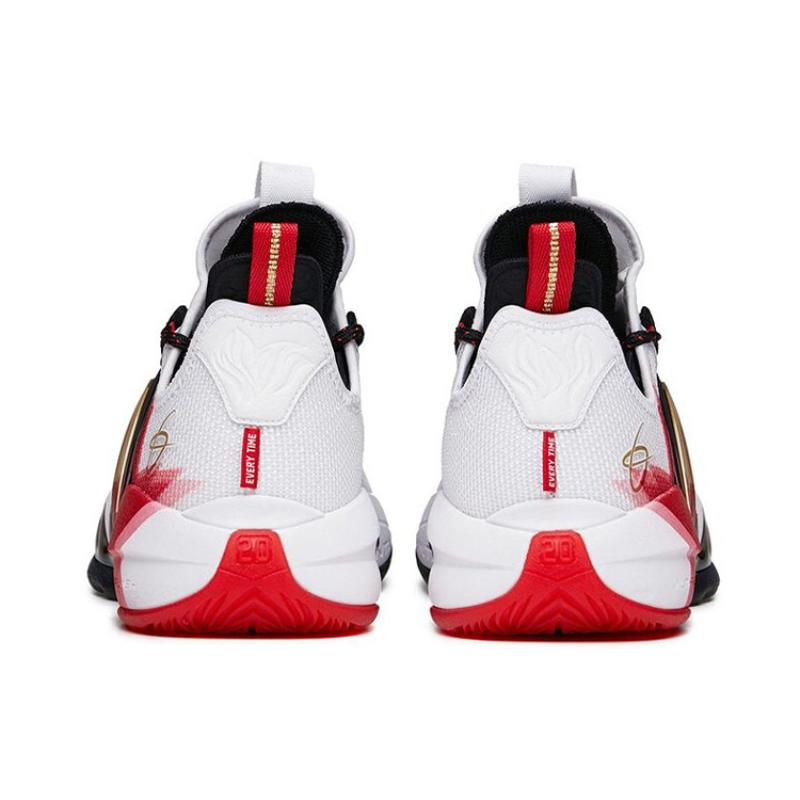 Anta GH2 'Five Stars' Anti-Slip Wear-Resistant Low-Top Basketball Shoes White Red Sneakers 112131103-5