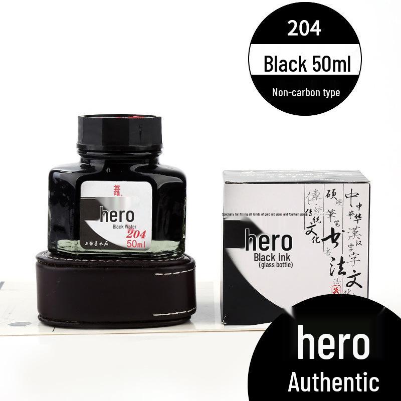 

Hero Non-Carbon Fountain Pen Ink: Black, Red, Blue-Black - Clog-Free Writing