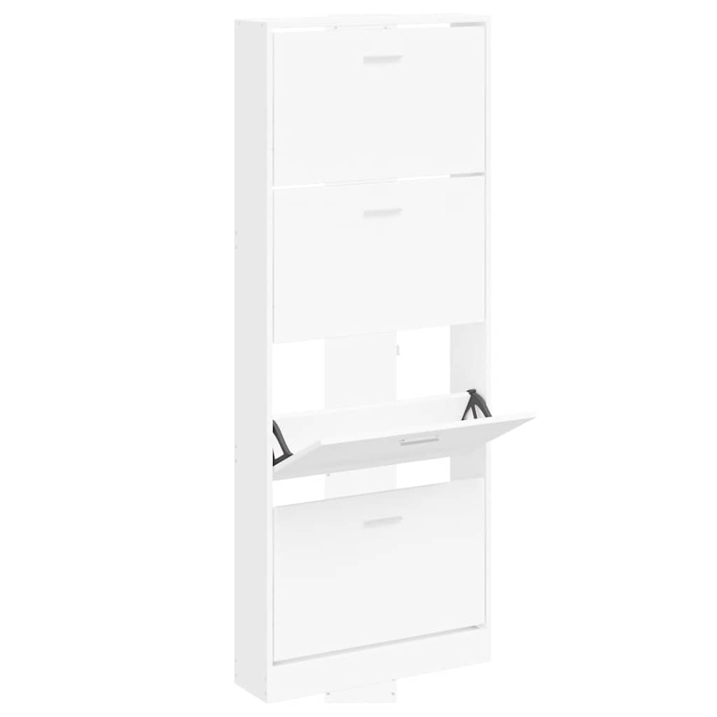 Shoe Cabinet White 59 x 17 x 150 cm Engineered Wood
