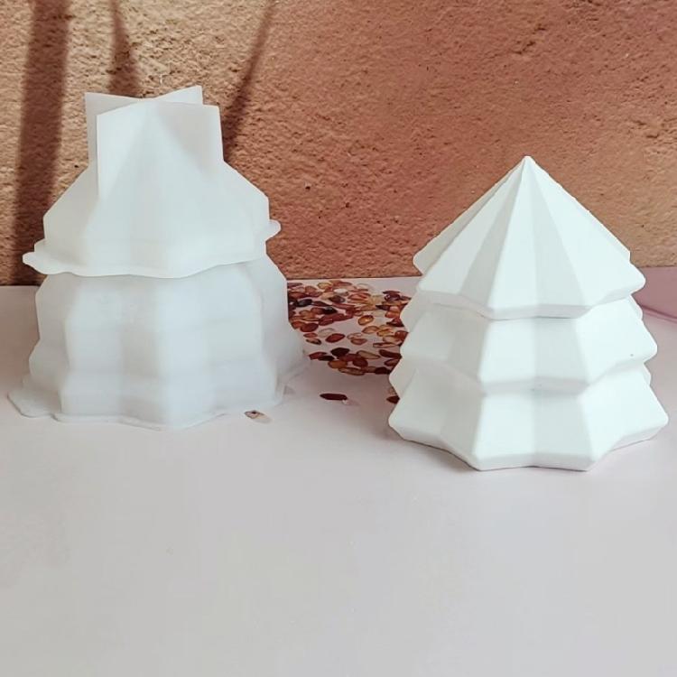 Resin Jar Mould Silicone Mold with Lid Heat Resistant Christmas Tree Candle Silicone Mould For Candle Cup Soap Chocolate