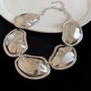 Metal oval necklace stud earrings set exaggerated versatile collarbone chain design sense niche jewelry women