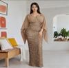 "2025 Elegant V-Neck Chiffon Sequin Spliced Evening Gown"