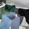 Men's Patchwork Contrast Pullover: Artistic High Neck Knitwear for Autumn/Winter
