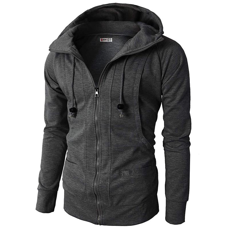 Autumn Winter New Loose Casual All-match Zipper Hoodies Male Solid Color Fashion Cardigan Hooded Sweatshirt Hombre Top Men Coat