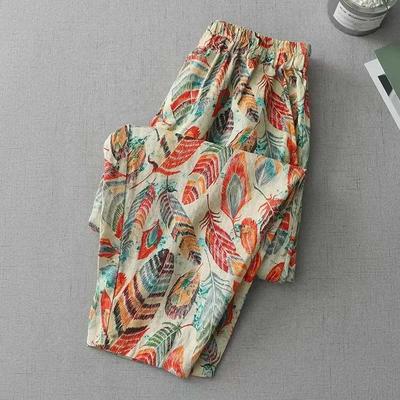 Pants Summer Women Plus Size Loose Pajama Pants Versatile Casual High-waisted Wide-leg Linen Pants