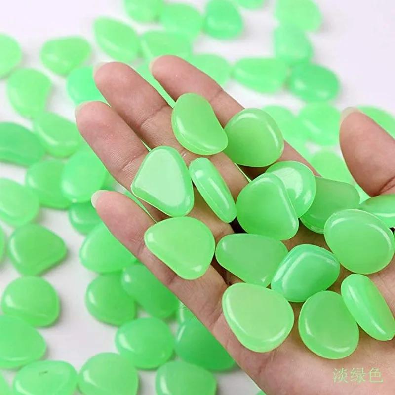 100pcs Glow In the Dark Garden Pebbles Glow Stones Rocks for Walkways Garden Path Patio Lawn Garden Yard Decor Luminous Stones