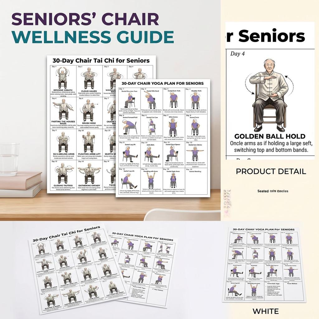 Ensemble de 2 Chaises de Yoga - Guide d'Étirements Assis pour Personnes Âgées, Exercice Doux Mural pour Fitness à Domicile