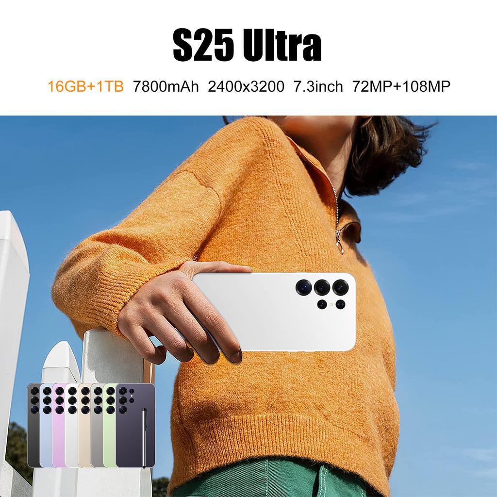 S25 Ultra Android 15 Smartphone - 2GB RAM + 16GB ROM, Built-in Stylus, HD Display, Multi-Camera