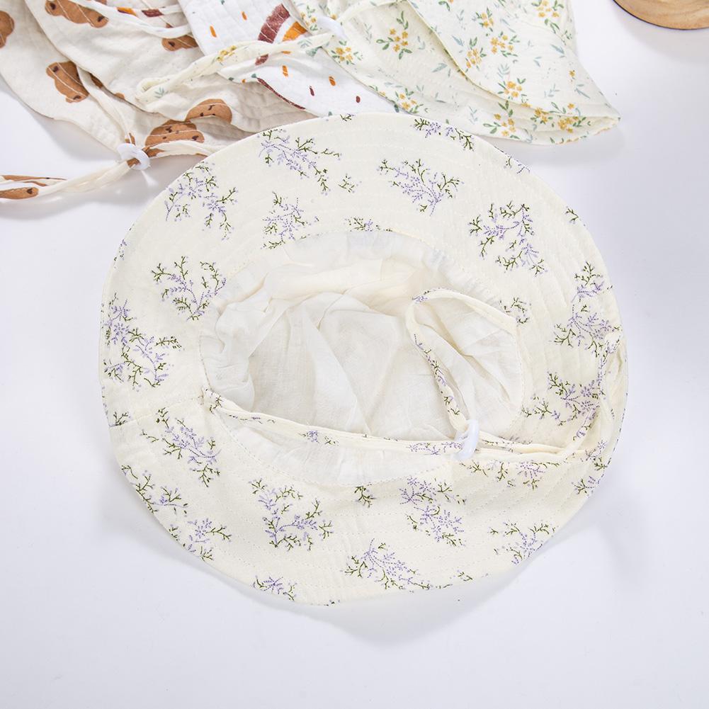 Floral Print Baby Bucket Hats Adjustable Solid Caps for Infant Boys Girls Sunscreen Outdoor Beanies Beach Fishing Headwraps
