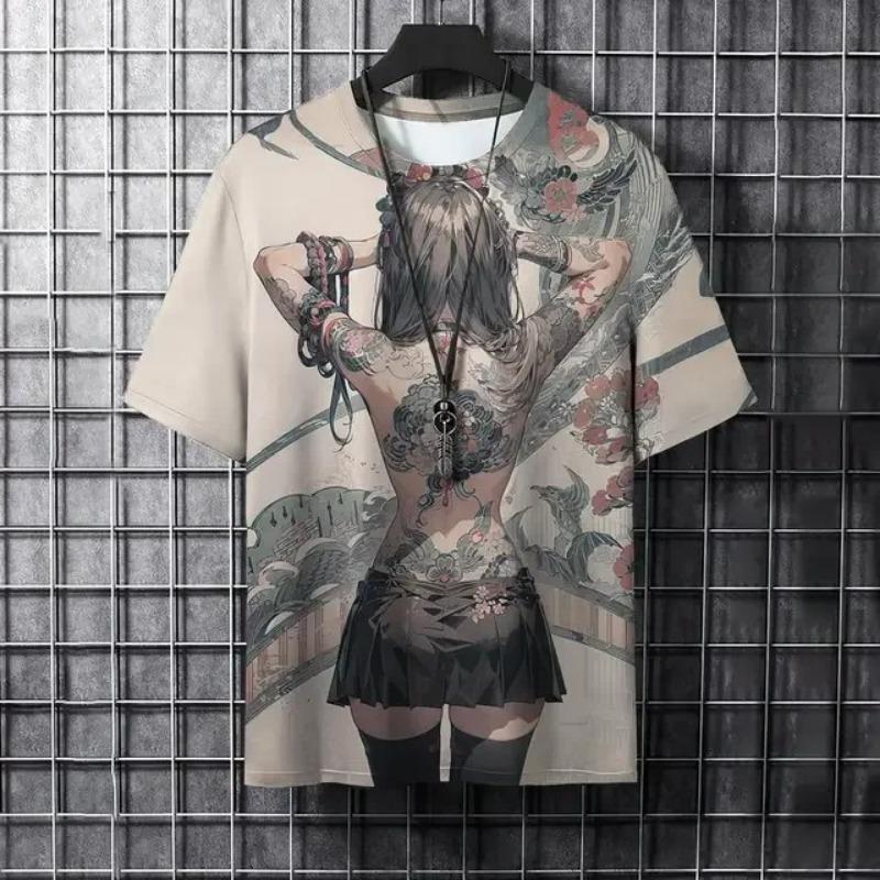 New Hot-selling Men and Women Summer Fashion Graffiti Figure Pattern 3D Printing T-shirt Personalized Round Neck T-shirt