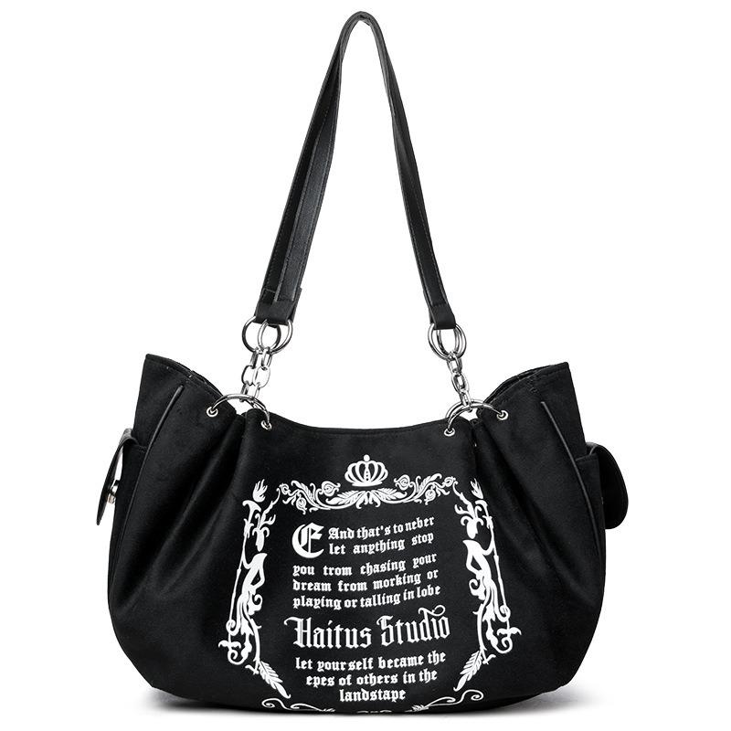 Large Capacity Vintage Artistic Chain Strap Tote Bag Women Fashion Soft Crossbody Pumpkin Bag