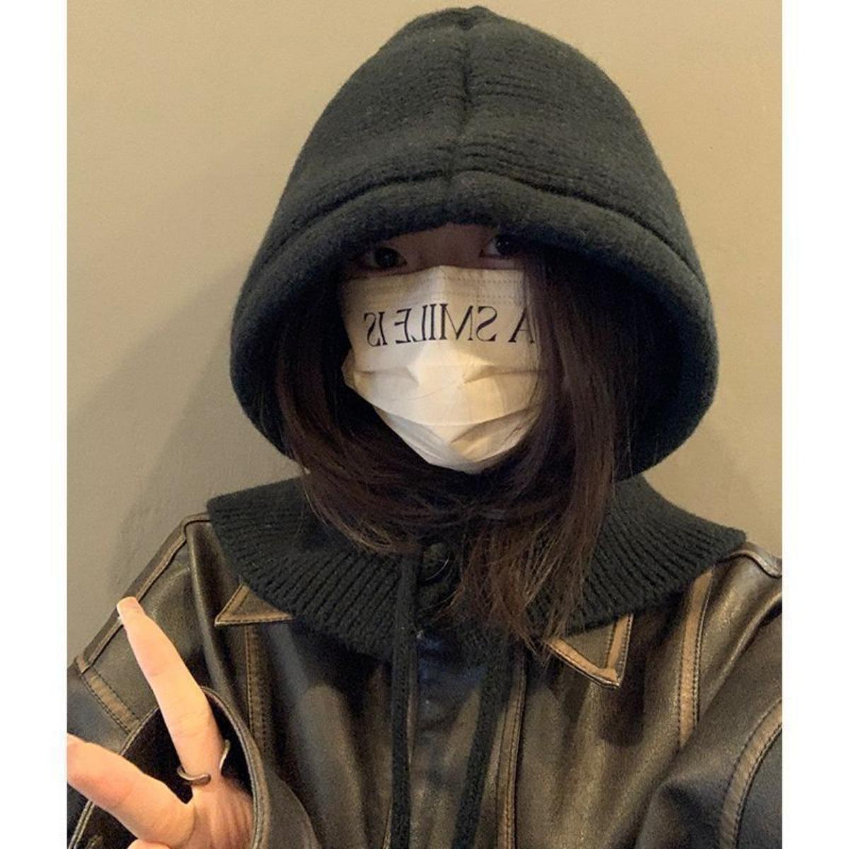 

Осень и Зима, Шапка, Женская Шапка, Зимняя Шапка, Встроенный Шарф, Защита Ушей, Шерстяная Шапка, Вязаная Шапка, Теплая Шапка