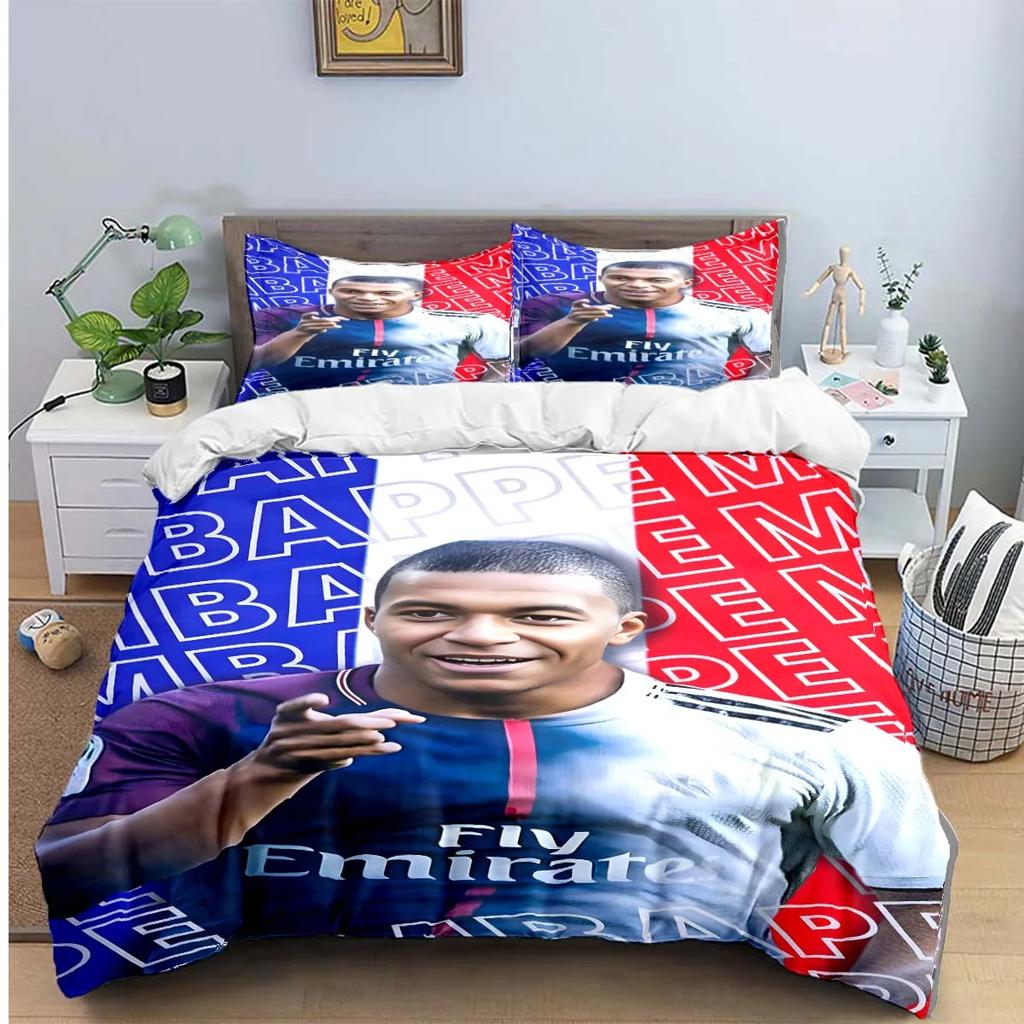 Set de așternuturi de modă cu imprimeu Fotbalist M-Messi R-Ronaldo Huse de pilotă Plapumă Pat Tineri Copii Fete Băieți Cadou de Lux